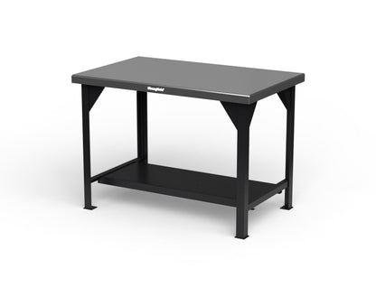 Extreme Duty 7 GA Shop Table with Stainless Steel Top, 1 Shelf - 48 In. W x 30 In. D x 34 In. H - T4830-SSTOP-9005