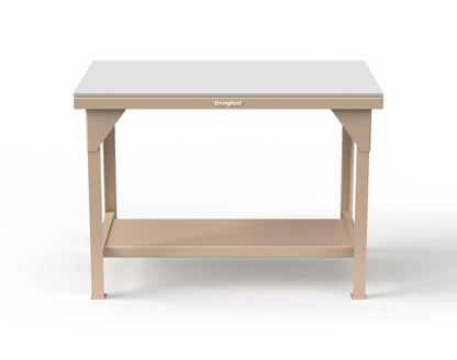 Extreme Duty 7 GA Shop Table with UHMW Top, 1 Shelf - 48 In. W x 30 In. D x 34 In. H - T4830-UHMW-1019
