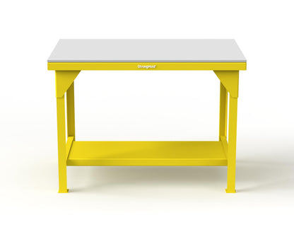 Extreme Duty 7 GA Shop Table with UHMW Top, 1 Shelf - 48 In. W x 30 In. D x 34 In. H - T4830-UHMW-1021