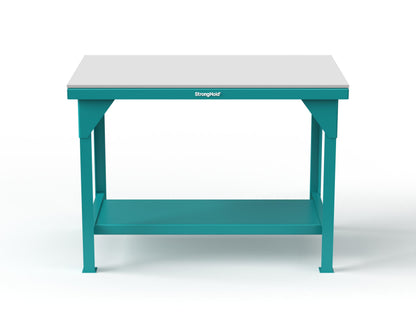 Extreme Duty 7 GA Shop Table with UHMW Top, 1 Shelf - 48 In. W x 30 In. D x 34 In. H - T4830-UHMW-5021