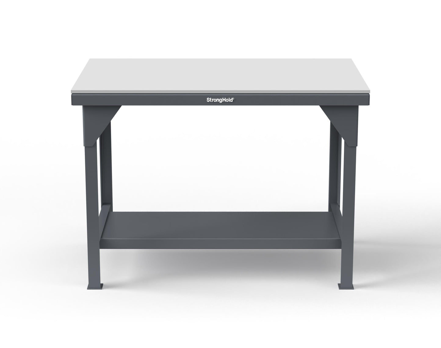 Extreme Duty 7 GA Shop Table with UHMW Top, 1 Shelf - 48 In. W x 30 In. D x 34 In. H - T4830-UHMW-7024
