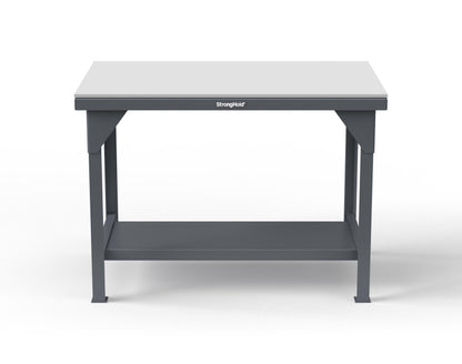 Extreme Duty 7 GA Shop Table with UHMW Top, 1 Shelf - 48 In. W x 30 In. D x 34 In. H - T4830-UHMW-7024
