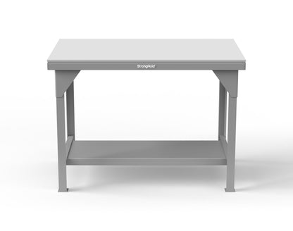 Extreme Duty 7 GA Shop Table with UHMW Top, 1 Shelf - 48 In. W x 30 In. D x 34 In. H - T4830-UHMW-7037