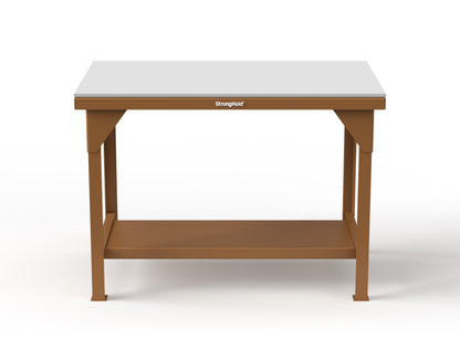 Extreme Duty 7 GA Shop Table with UHMW Top, 1 Shelf - 48 In. W x 30 In. D x 34 In. H - T4830-UHMW-8008
