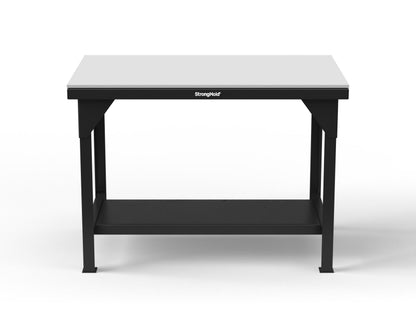 Extreme Duty 7 GA Shop Table with UHMW Top, 1 Shelf - 48 In. W x 30 In. D x 34 In. H - T4830-UHMW-9005