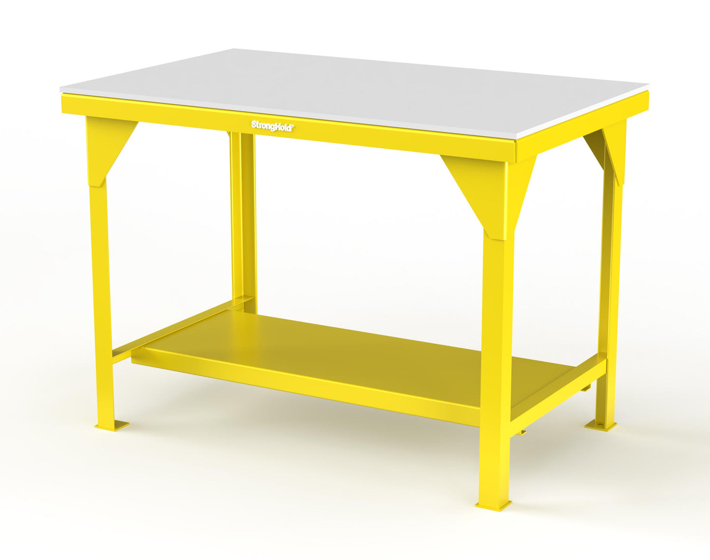 Extreme Duty 7 GA Shop Table with UHMW Top, 1 Shelf - 48 In. W x 30 In. D x 34 In. H - T4830-UHMW-1021