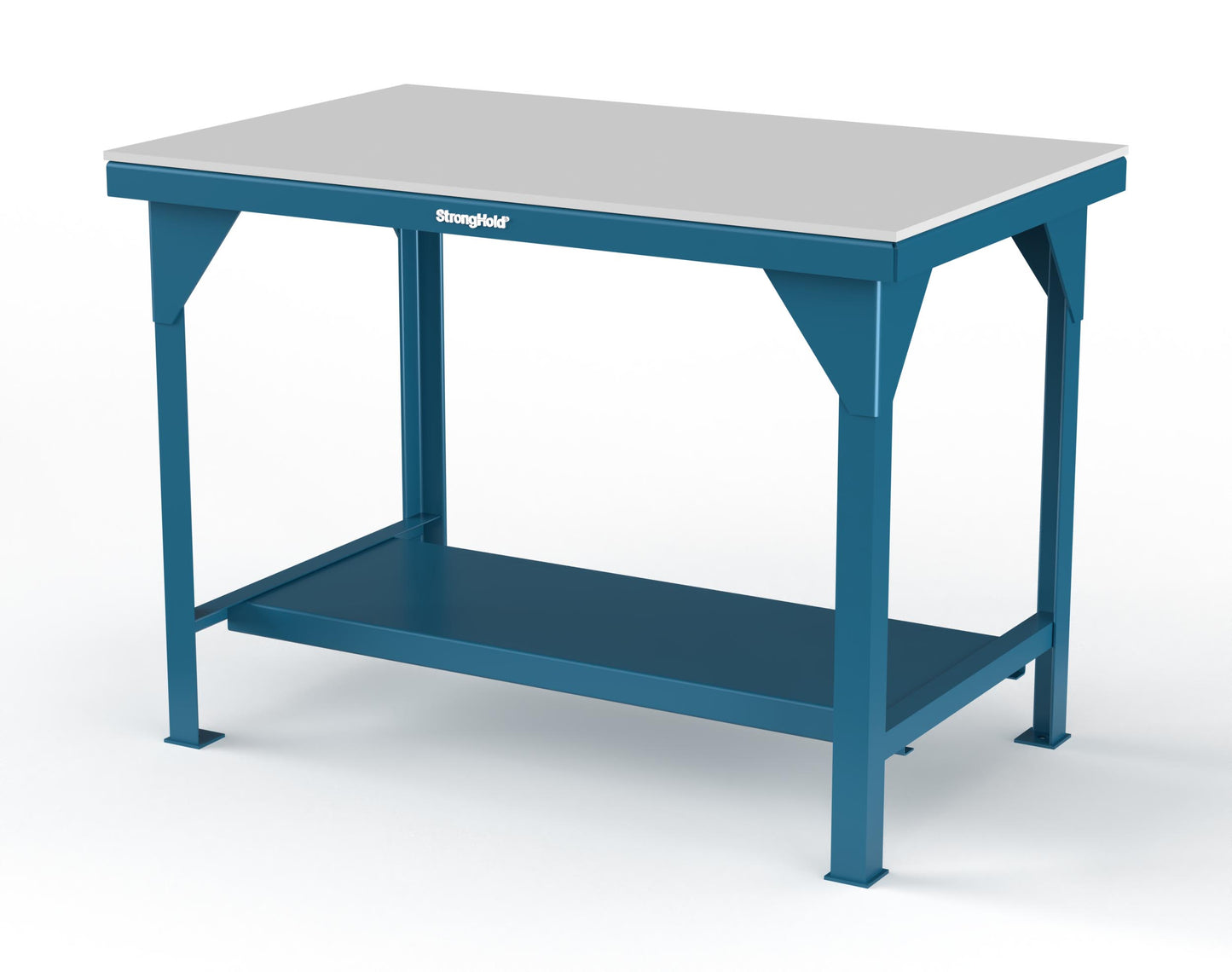 Extreme Duty 7 GA Shop Table with UHMW Top, 1 Shelf - 48 In. W x 30 In. D x 34 In. H - T4830-UHMW-5001