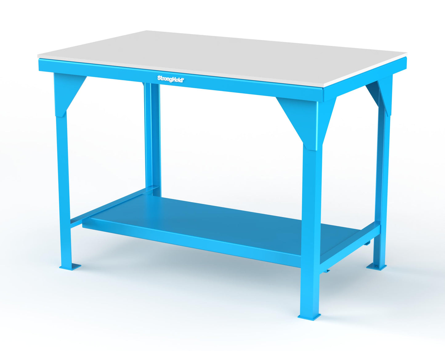 Extreme Duty 7 GA Shop Table with UHMW Top, 1 Shelf - 48 In. W x 30 In. D x 34 In. H - T4830-UHMW-5012