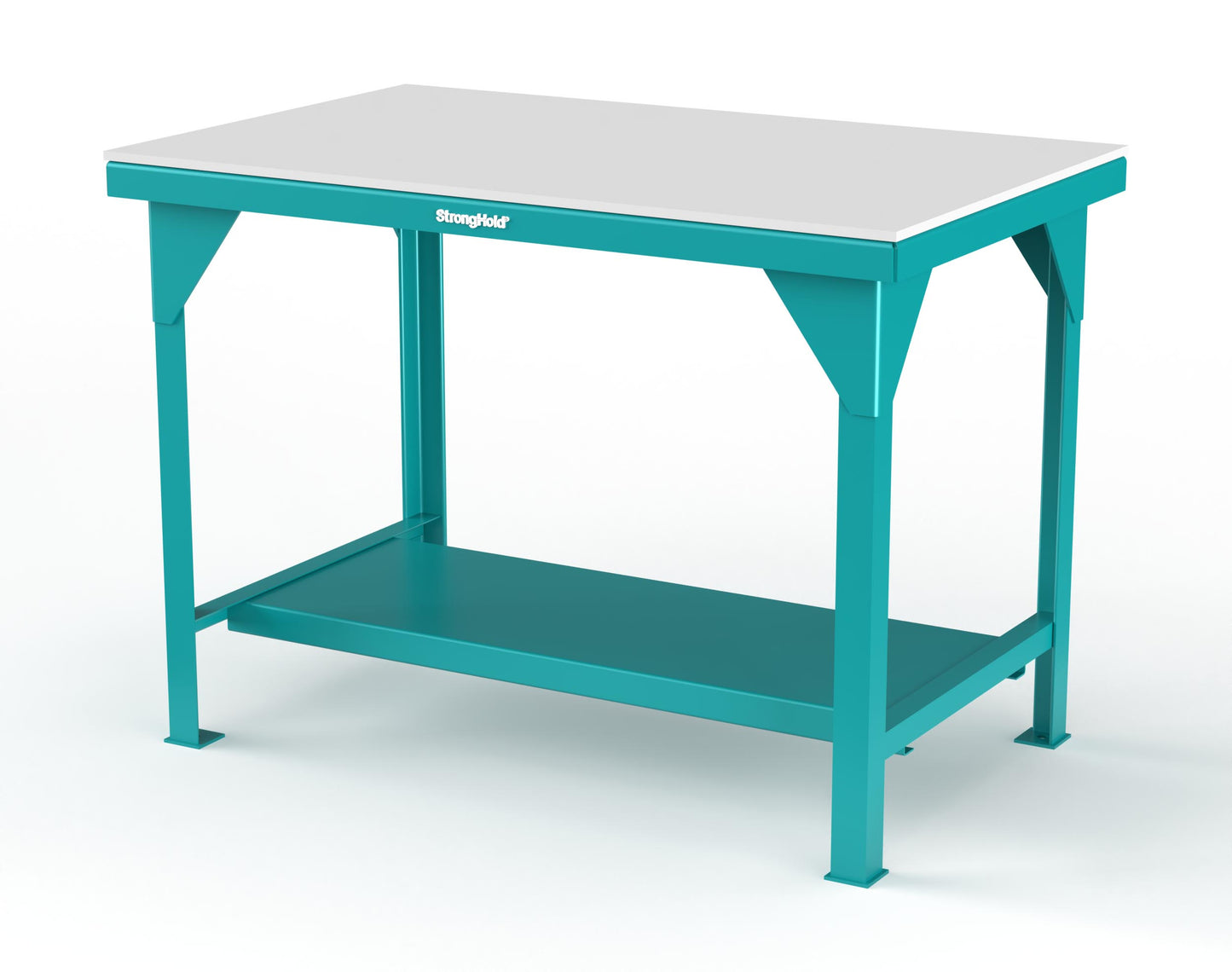 Extreme Duty 7 GA Shop Table with UHMW Top, 1 Shelf - 48 In. W x 30 In. D x 34 In. H - T4830-UHMW-5021
