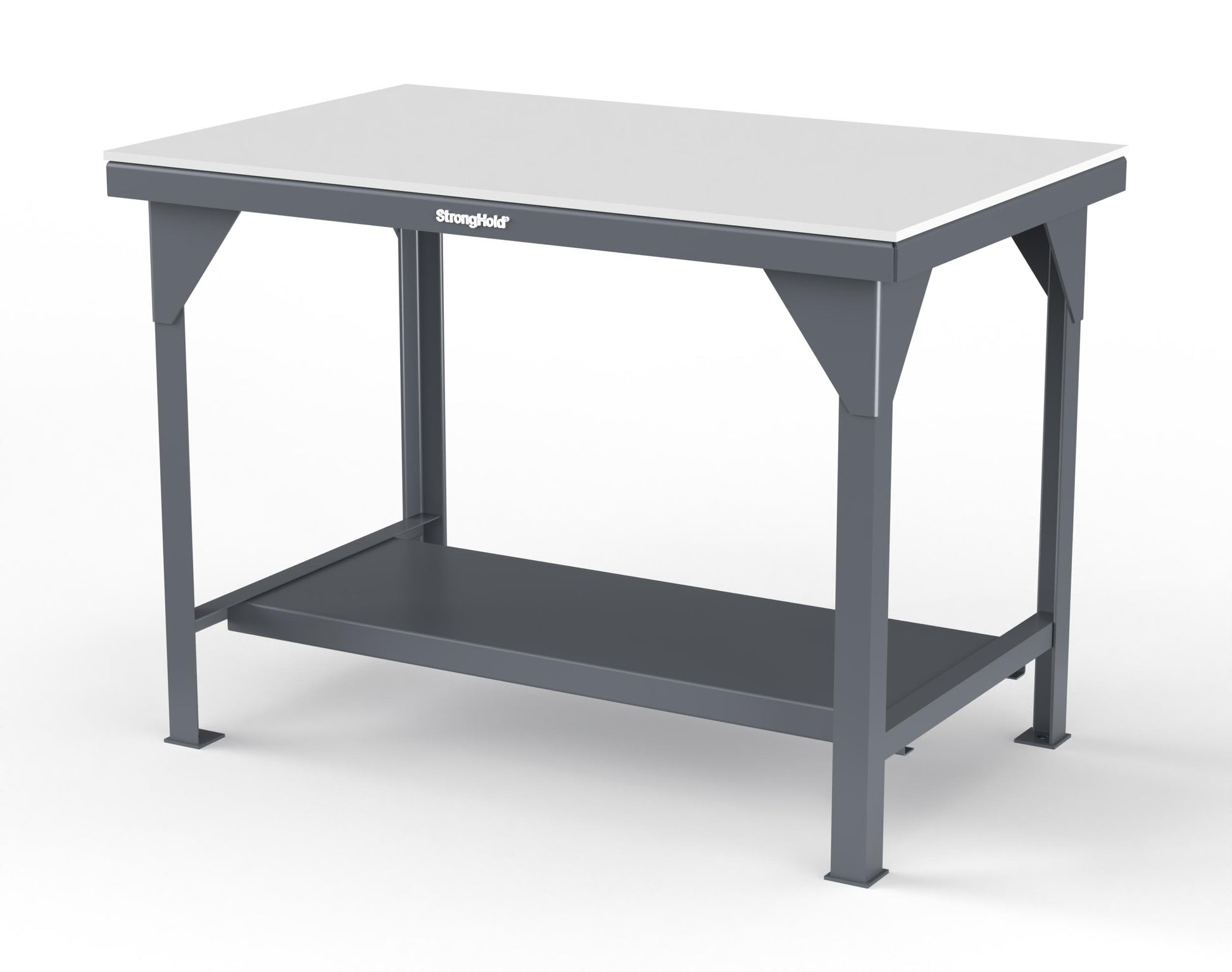 Extreme Duty 7 GA Shop Table with UHMW Top, 1 Shelf - 48 In. W x 30 In. D x 34 In. H - T4830-UHMW-7024