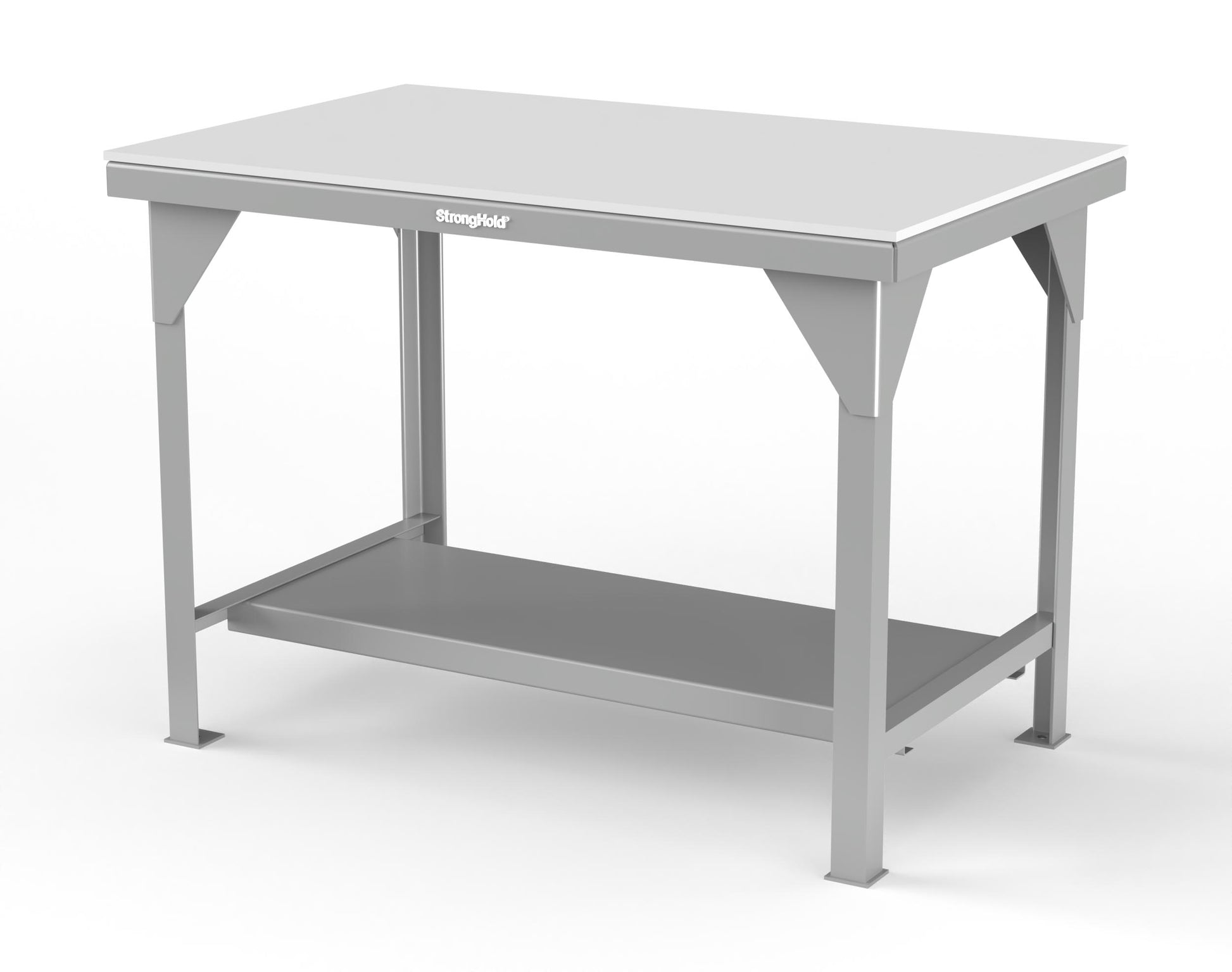 Extreme Duty 7 GA Shop Table with UHMW Top, 1 Shelf - 48 In. W x 30 In. D x 34 In. H - T4830-UHMW-7037