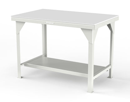 Extreme Duty 7 GA Shop Table with UHMW Top, 1 Shelf - 48 In. W x 30 In. D x 34 In. H - T4830-UHMW-9003