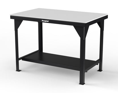 Extreme Duty 7 GA Shop Table with UHMW Top, 1 Shelf - 48 In. W x 30 In. D x 34 In. H - T4830-UHMW-9005