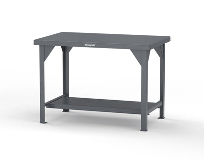 Extreme Duty 7 GA Shop Table with 1 Shelf - 48 In. W x 30 In. D x 34 In. H - T4830-7024