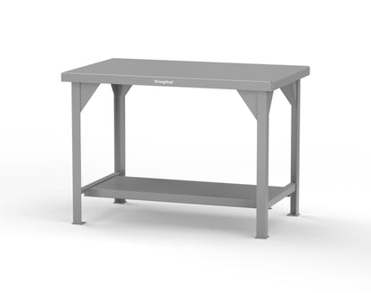 Extreme Duty 7 GA Shop Table with 1 Shelf - 48 In. W x 30 In. D x 34 In. H - T4830-7037