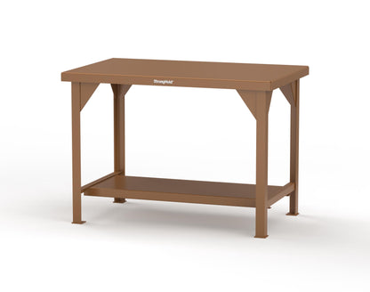 Extreme Duty 7 GA Shop Table with 1 Shelf - 48 In. W x 30 In. D x 34 In. H - T4830-8008