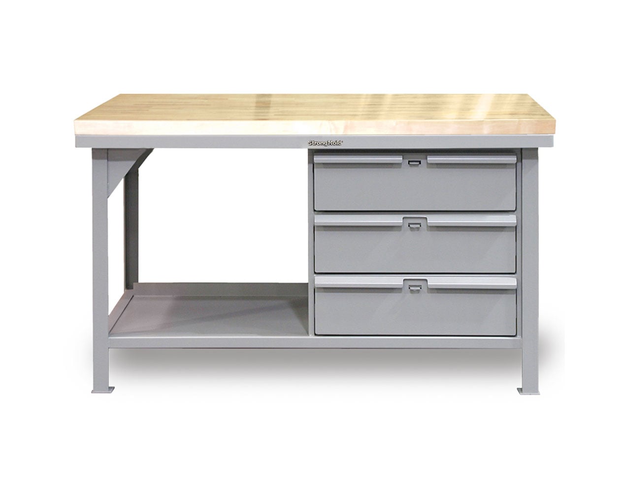 Extreme Duty 7 GA Shop Table with 1 3/4 in. Maple Top, 3 Drawers, 1 Shelf - 60 In. W x 36 In. D x 34 In. H