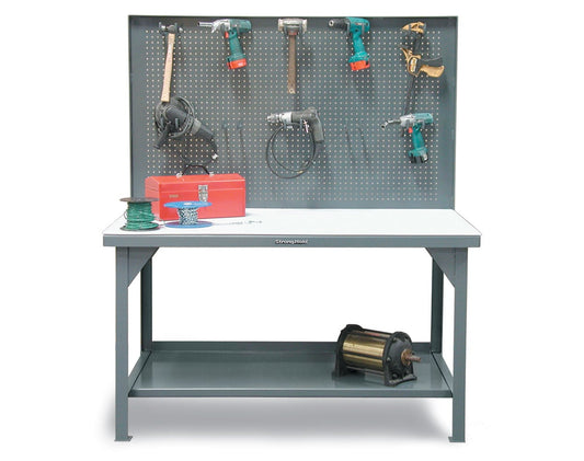 Extreme Duty 7 GA Shop Table with Pegboard, 1 Shelf - 60 In. W x 36 In. D x 70 In. H