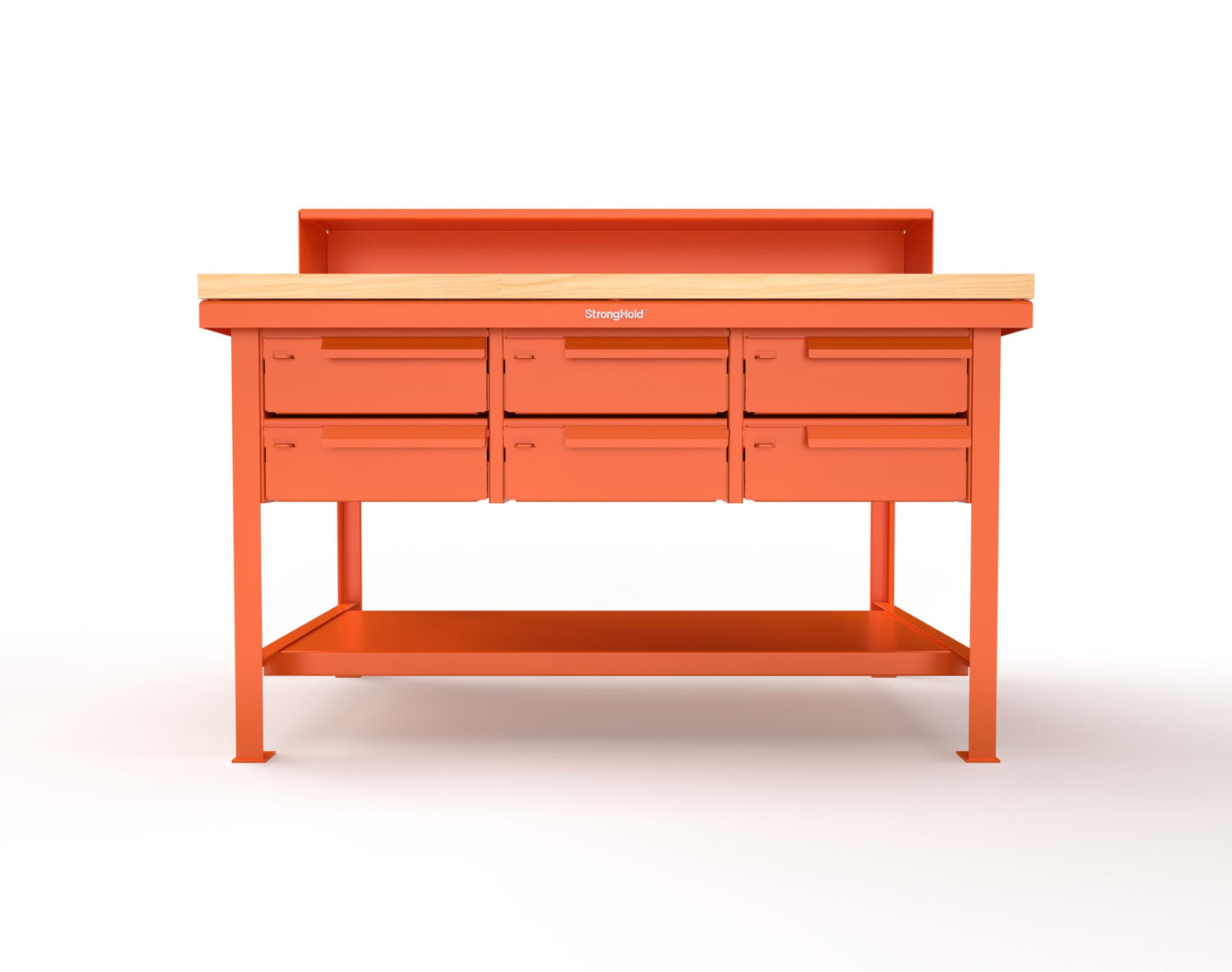 Extreme Duty 7 GA Shop Table with 1 3/4 in. Maple Top, Riser Shelf, 6 Drawers - 60 In. W x 36 In. D x 48 In. H - T6036-RS-6DB-MT-2009