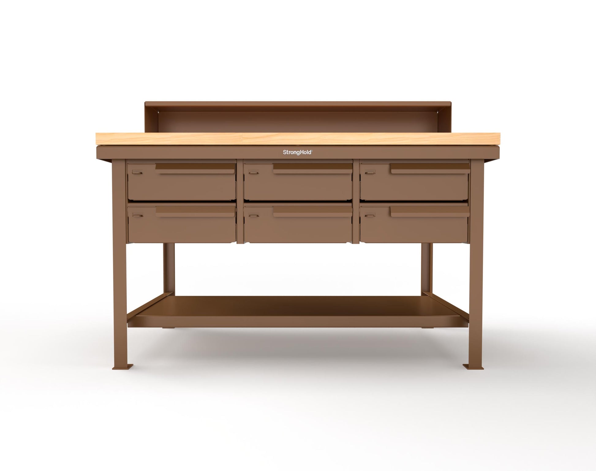 Extreme Duty 7 GA Shop Table with 1 3/4 in. Maple Top, Riser Shelf, 6 Drawers - 60 In. W x 36 In. D x 48 In. H - T6036-RS-6DB-MT-8008