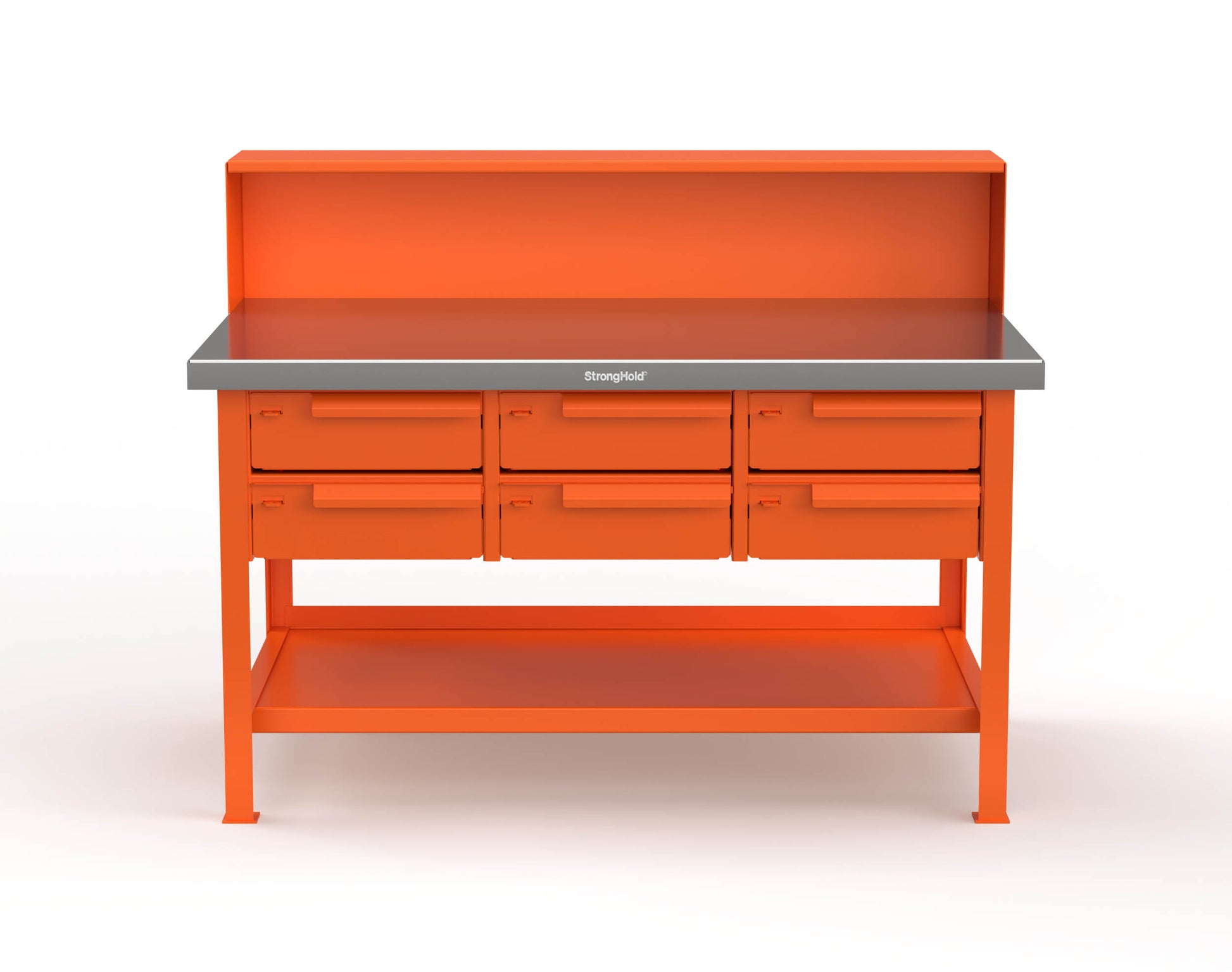 Extreme Duty 7 GA Shop Table with Stainless Steel Top, Riser Shelf, 6 Drawers - 60 In. W x 36 In. D x 48 In. H - T6036-RS-6DB-SSTOP-2009