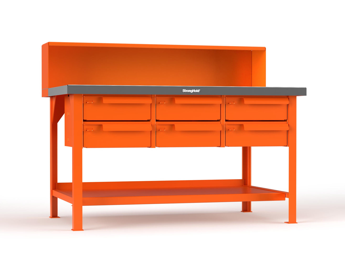 Extreme Duty 7 GA Shop Table with Stainless Steel Top, Riser Shelf, 6 Drawers - 60 In. W x 36 In. D x 48 In. H - T6036-RS-6DB-SSTOP-2009