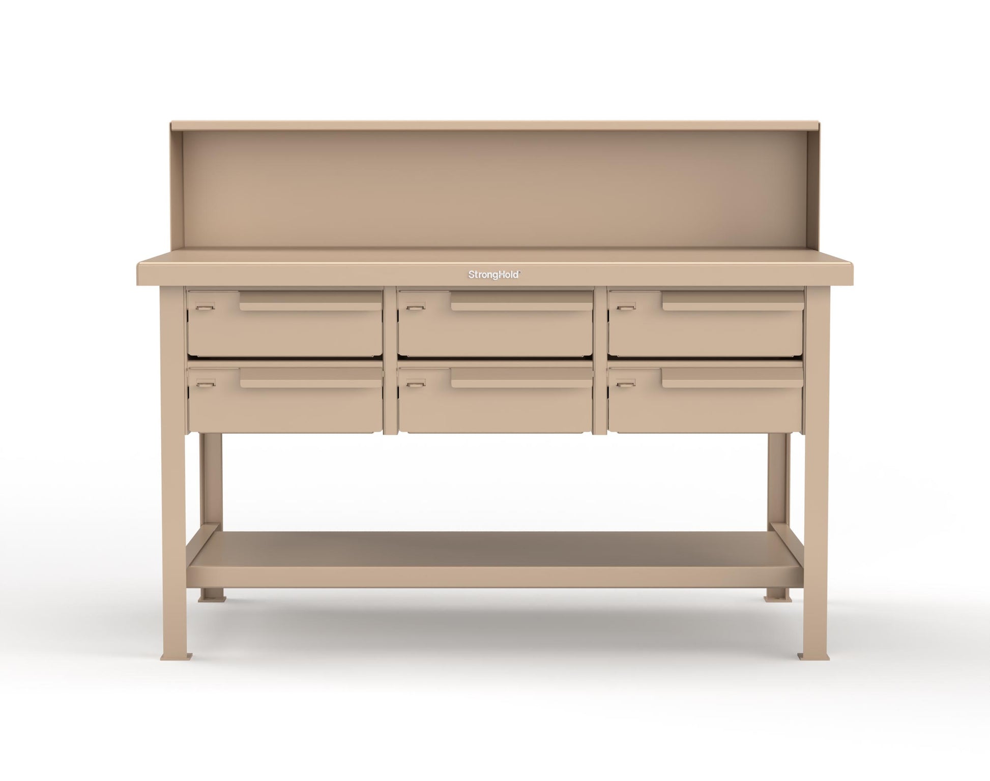 Extreme Duty 7 GA Shop Table with 6 Drawers, 1 Shelf, Riser Shelf - 60 In. W x 36 In. D x 34 In. H - T6036-RS-6DB-1019