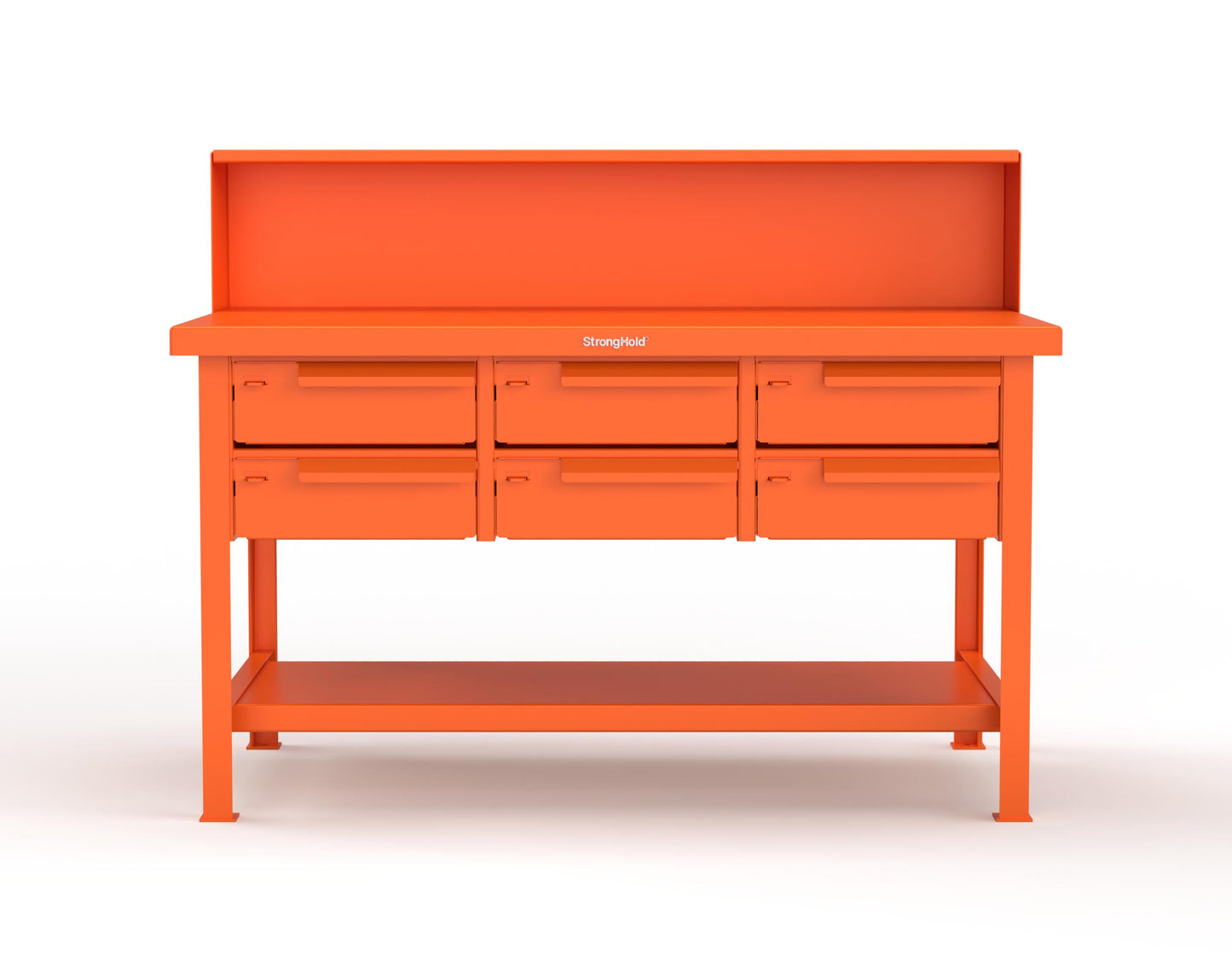 Extreme Duty 7 GA Shop Table with 6 Drawers, 1 Shelf, Riser Shelf - 60 In. W x 36 In. D x 34 In. H - T6036-RS-6DB-2009