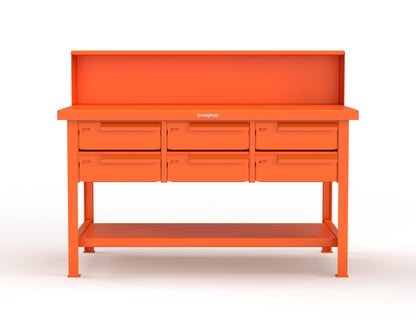 Extreme Duty 7 GA Shop Table with 6 Drawers, 1 Shelf, Riser Shelf - 60 In. W x 36 In. D x 34 In. H - T6036-RS-6DB-2009