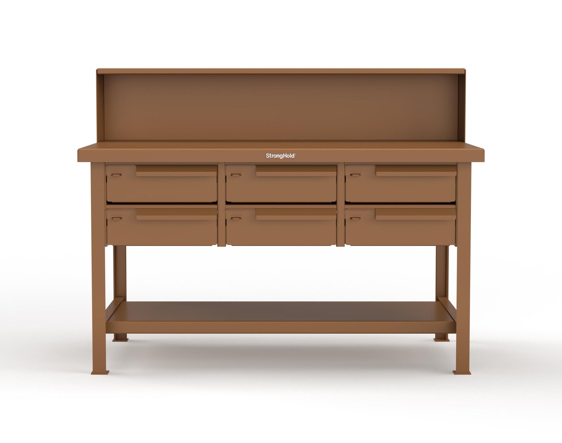 Extreme Duty 7 GA Shop Table with 6 Drawers, 1 Shelf, Riser Shelf - 60 In. W x 36 In. D x 34 In. H - T6036-RS-6DB-8008