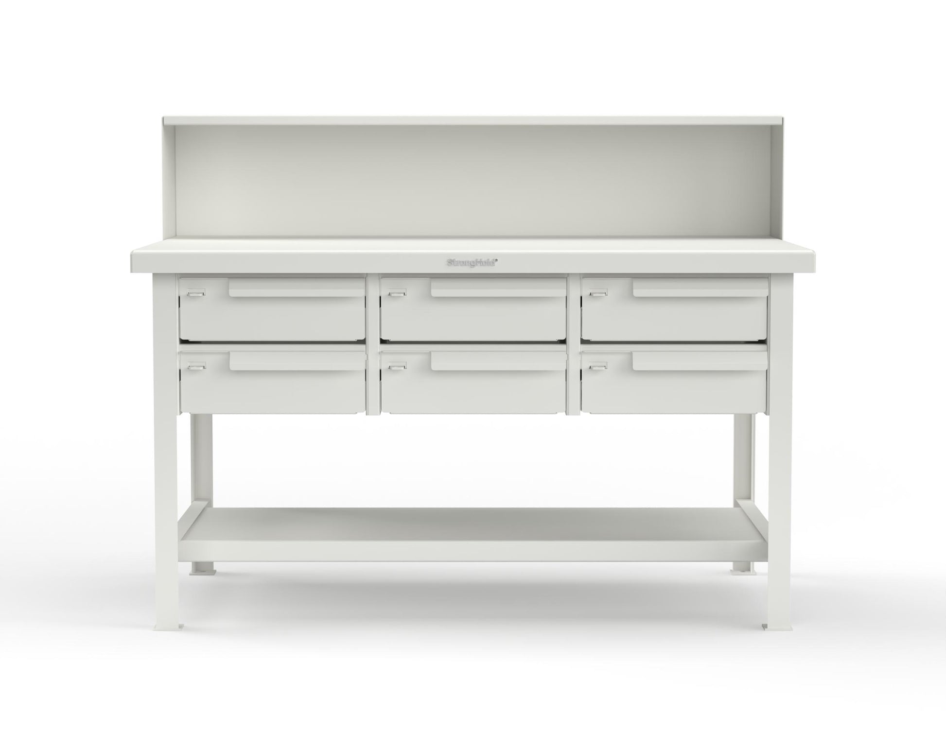 Extreme Duty 7 GA Shop Table with 6 Drawers, 1 Shelf, Riser Shelf - 60 In. W x 36 In. D x 34 In. H - T6036-RS-6DB-9003