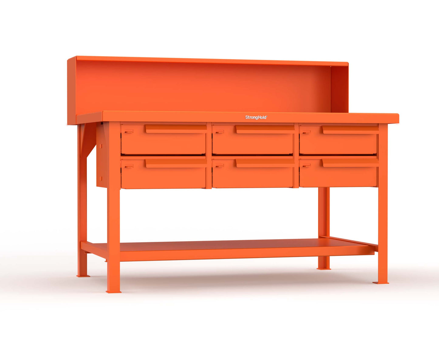Extreme Duty 7 GA Shop Table with 6 Drawers, 1 Shelf, Riser Shelf - 60 In. W x 36 In. D x 34 In. H - T6036-RS-6DB-2009