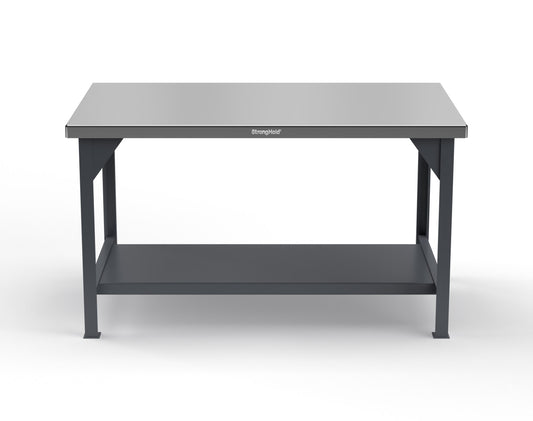Extreme Duty 7 GA Shop Table with Stainless Steel Top, 1 Shelf - 60 In. W x 36 In. D x 34 In. H - T6036-SSTOP-7024 - T6036-SSTOP-7024