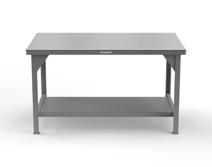 Extreme Duty 7 GA Shop Table with Stainless Steel Top, 1 Shelf - 60 In. W x 36 In. D x 34 In. H - T6036-SSTOP-7024 - T6036-SSTOP-7037