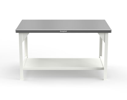 Extreme Duty 7 GA Shop Table with Stainless Steel Top, 1 Shelf - 60 In. W x 36 In. D x 34 In. H - T6036-SSTOP-7024 - T6036-SSTOP-9003