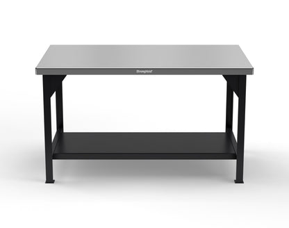 Extreme Duty 7 GA Shop Table with Stainless Steel Top, 1 Shelf - 60 In. W x 36 In. D x 34 In. H - T6036-SSTOP-7024 - T6036-SSTOP-9005