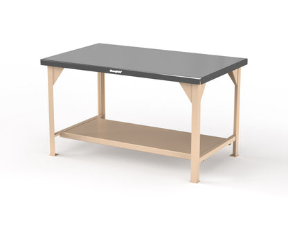 Extreme Duty 7 GA Shop Table with Stainless Steel Top, 1 Shelf - 60 In. W x 36 In. D x 34 In. H - T6036-SSTOP-7024 - T6036-SSTOP-1019