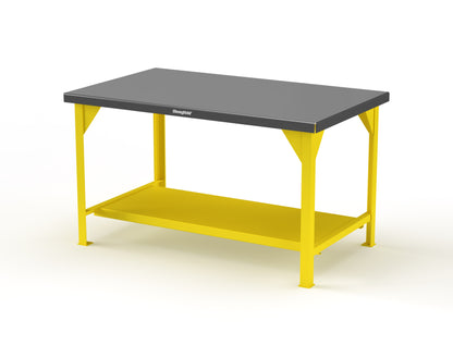 Extreme Duty 7 GA Shop Table with Stainless Steel Top, 1 Shelf - 60 In. W x 36 In. D x 34 In. H - T6036-SSTOP-7024 - T6036-SSTOP-1021
