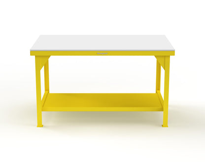 Extreme Duty 7 GA Shop Table with UHMW Top, 1 Shelf - 60 In. W x 36 In. D x 34 In. H - T6036-UHMW-1021