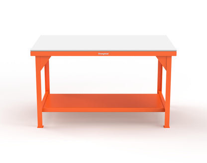 Extreme Duty 7 GA Shop Table with UHMW Top, 1 Shelf - 60 In. W x 36 In. D x 34 In. H - T6036-UHMW-2009
