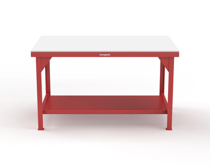 Extreme Duty 7 GA Shop Table with UHMW Top, 1 Shelf - 60 In. W x 36 In. D x 34 In. H - T6036-UHMW-3001