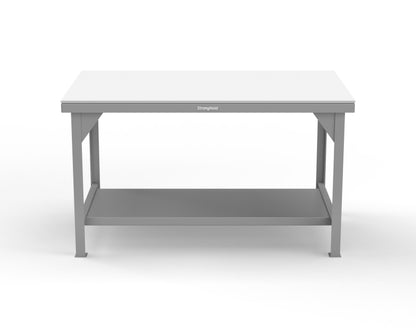 Extreme Duty 7 GA Shop Table with UHMW Top, 1 Shelf - 60 In. W x 36 In. D x 34 In. H - T6036-UHMW-7037