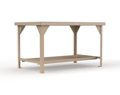 Extreme Duty 7 GA Shop Table with UHMW Top, 1 Shelf - 60 In. W x 36 In. D x 34 In. H - T6036-UHMW-1019