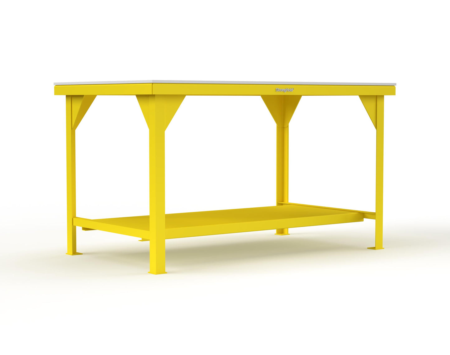 Extreme Duty 7 GA Shop Table with UHMW Top, 1 Shelf - 60 In. W x 36 In. D x 34 In. H - T6036-UHMW-1021