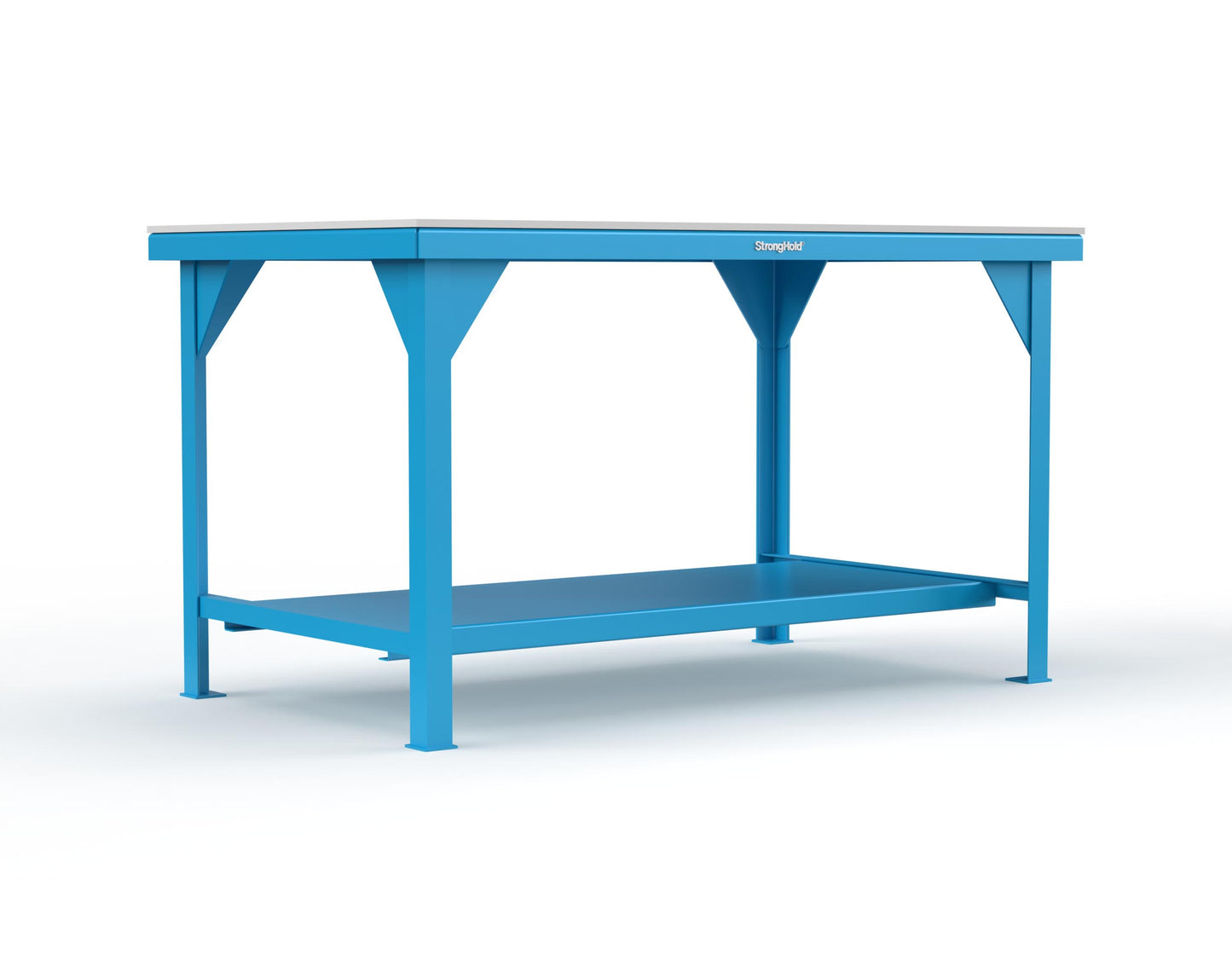 Extreme Duty 7 GA Shop Table with UHMW Top, 1 Shelf - 60 In. W x 36 In. D x 34 In. H - T6036-UHMW-5012