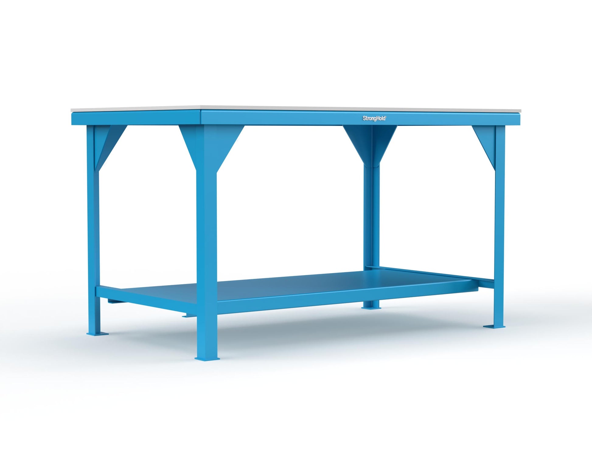 Extreme Duty 7 GA Shop Table with UHMW Top, 1 Shelf - 60 In. W x 36 In. D x 34 In. H - T6036-UHMW-5012