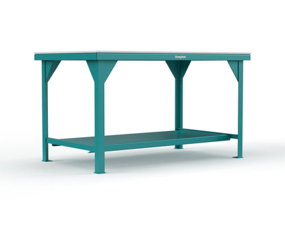 Extreme Duty 7 GA Shop Table with UHMW Top, 1 Shelf - 60 In. W x 36 In. D x 34 In. H - T6036-UHMW-5021