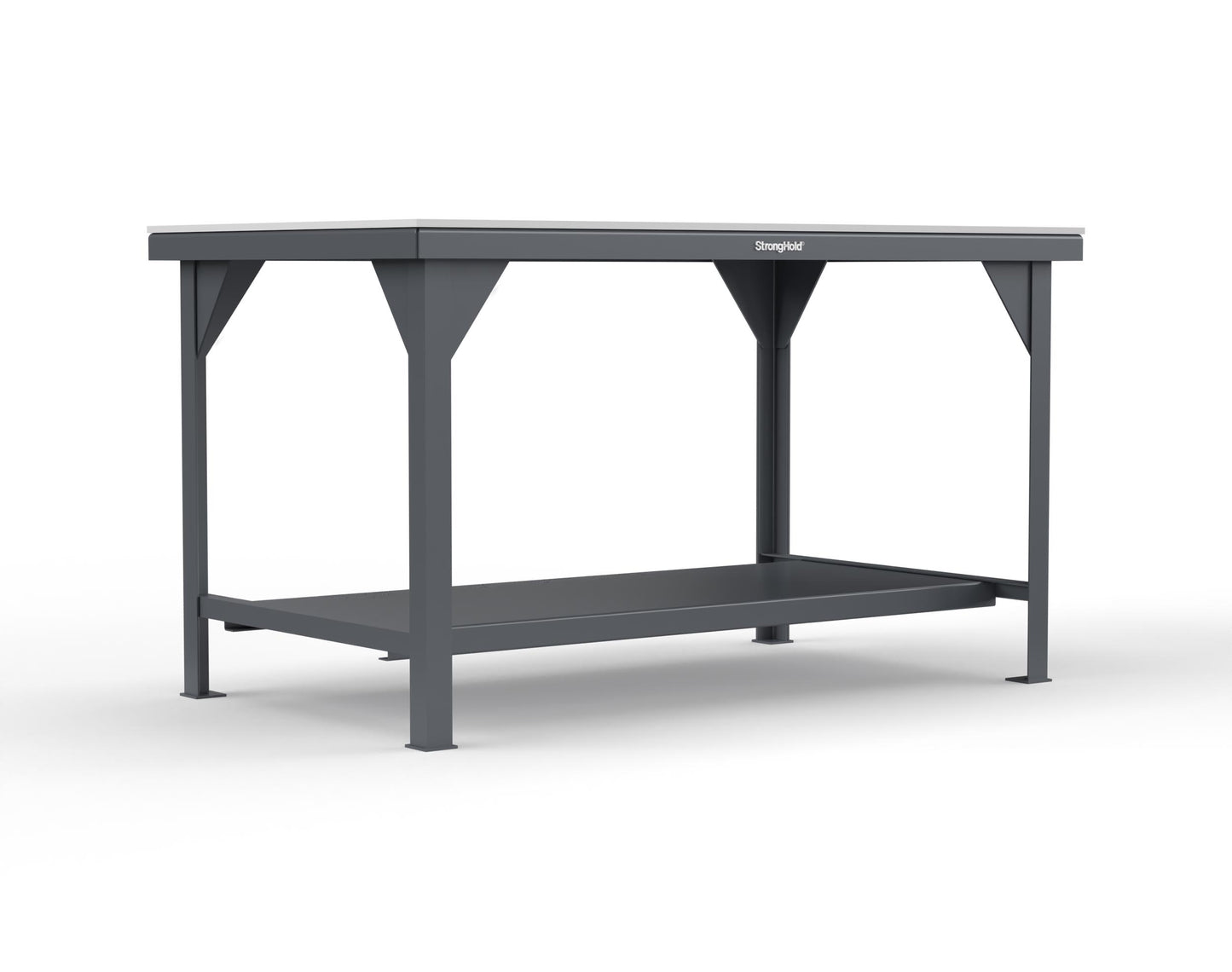 Extreme Duty 7 GA Shop Table with UHMW Top, 1 Shelf - 60 In. W x 36 In. D x 34 In. H - T6036-UHMW-7024