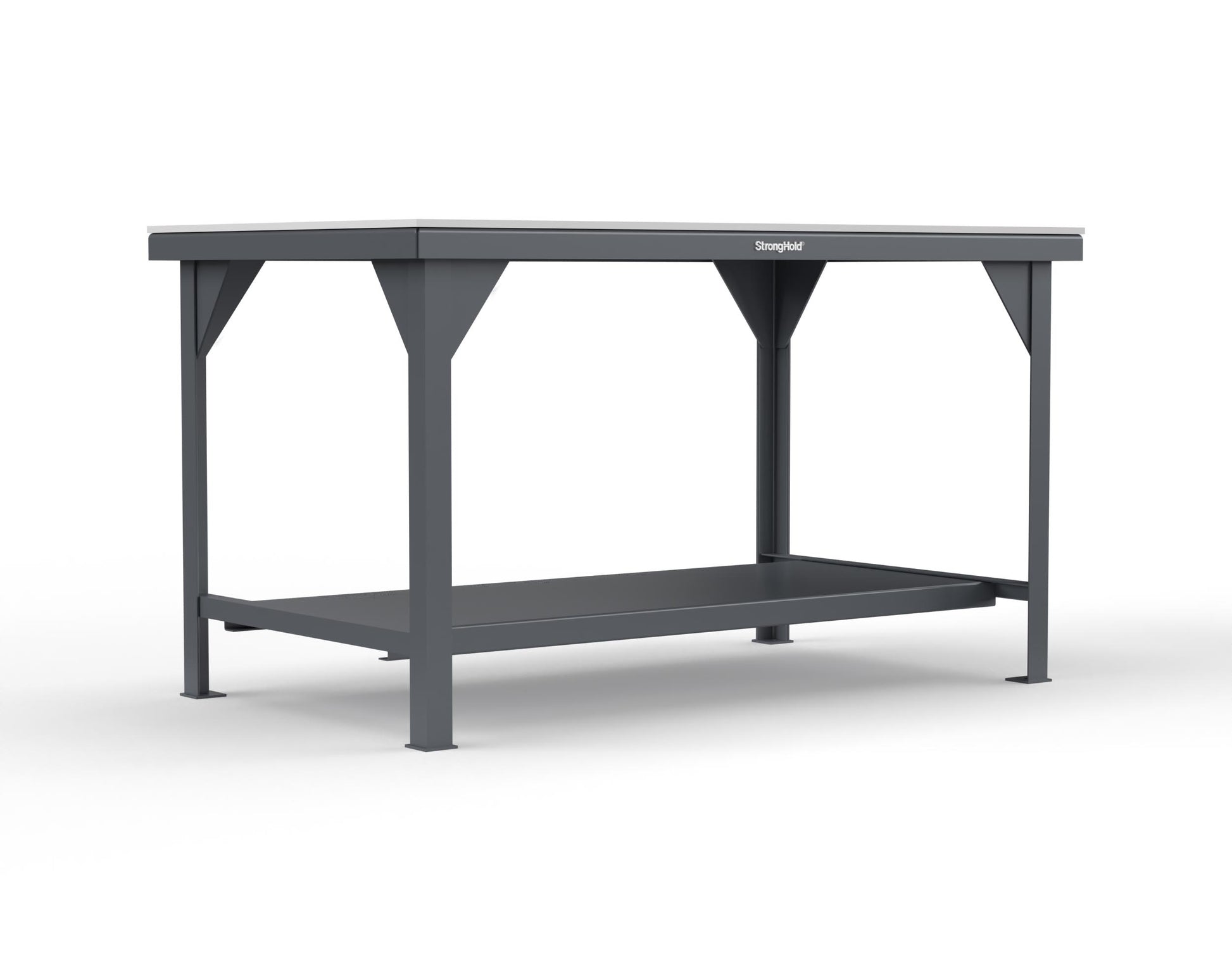 Extreme Duty 7 GA Shop Table with UHMW Top, 1 Shelf - 60 In. W x 36 In. D x 34 In. H - T6036-UHMW-7024