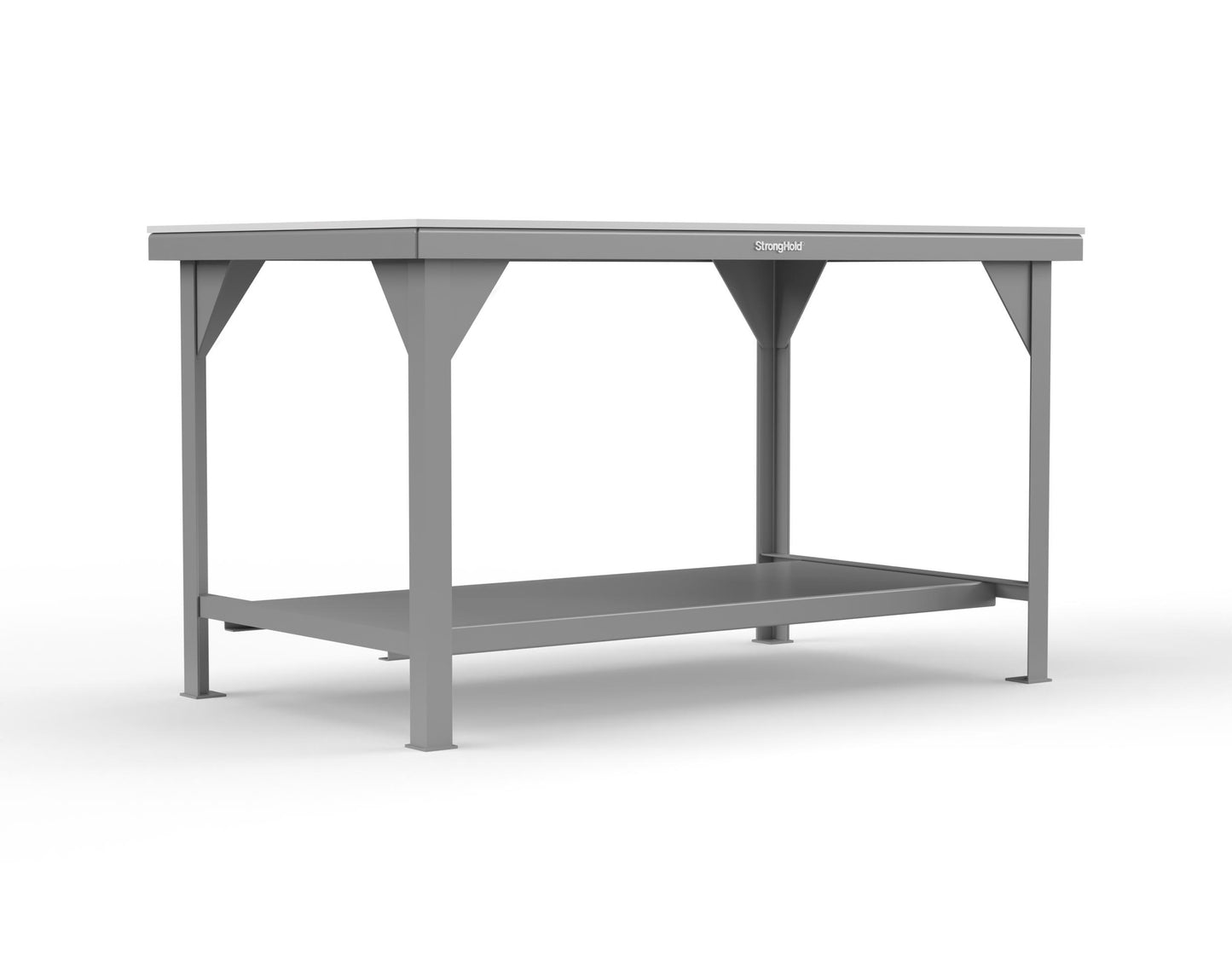 Extreme Duty 7 GA Shop Table with UHMW Top, 1 Shelf - 60 In. W x 36 In. D x 34 In. H - T6036-UHMW-7037